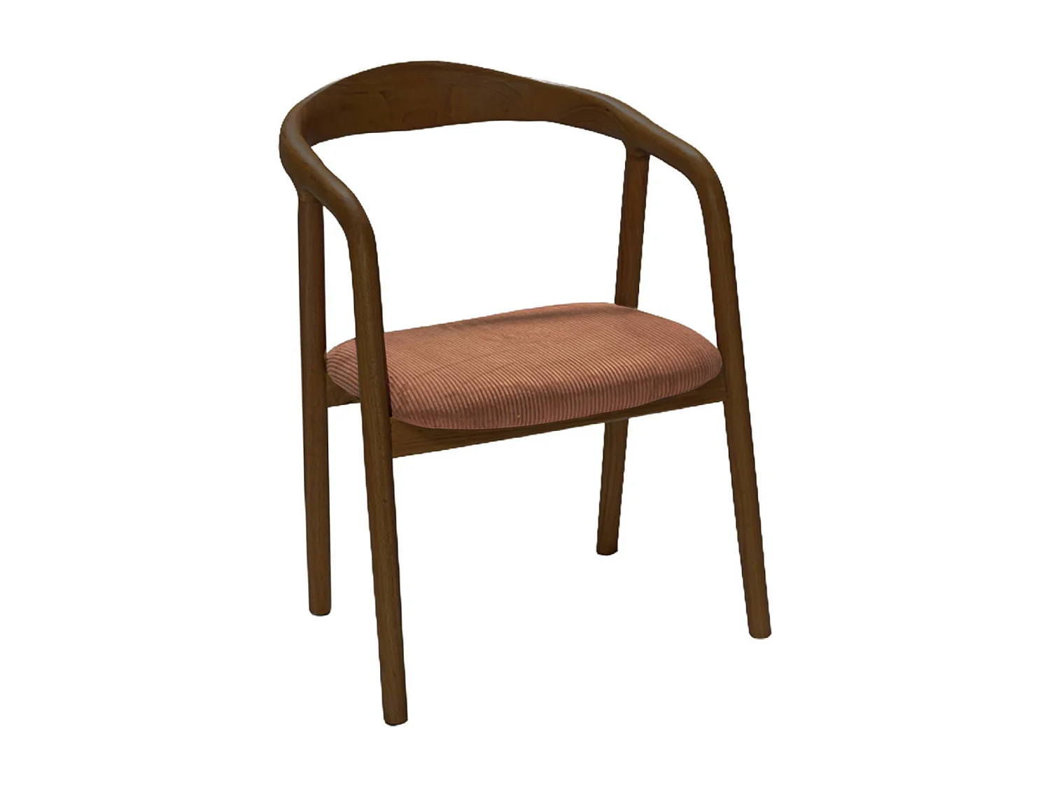 Silla vintage de madera de hevea nogal y pana, set de 2 nogal