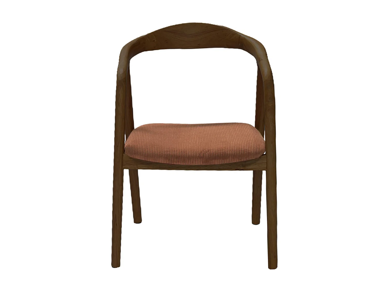 Silla vintage de madera de hevea nogal y pana, set de 2 nogal