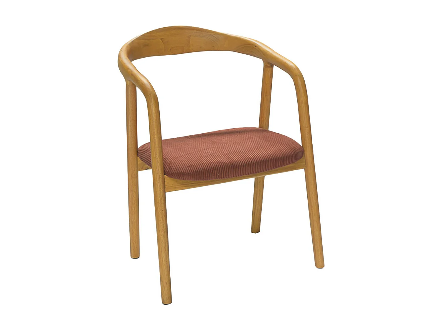 Silla vintage de madera de hevea y pana, set de 2 natural