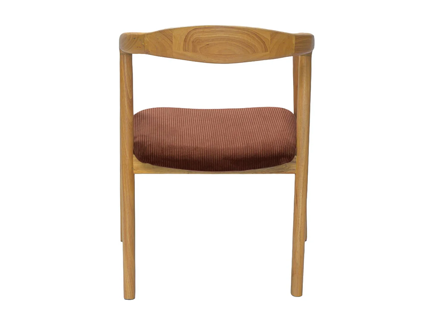 Silla vintage de madera de hevea y pana, set de 2 natural