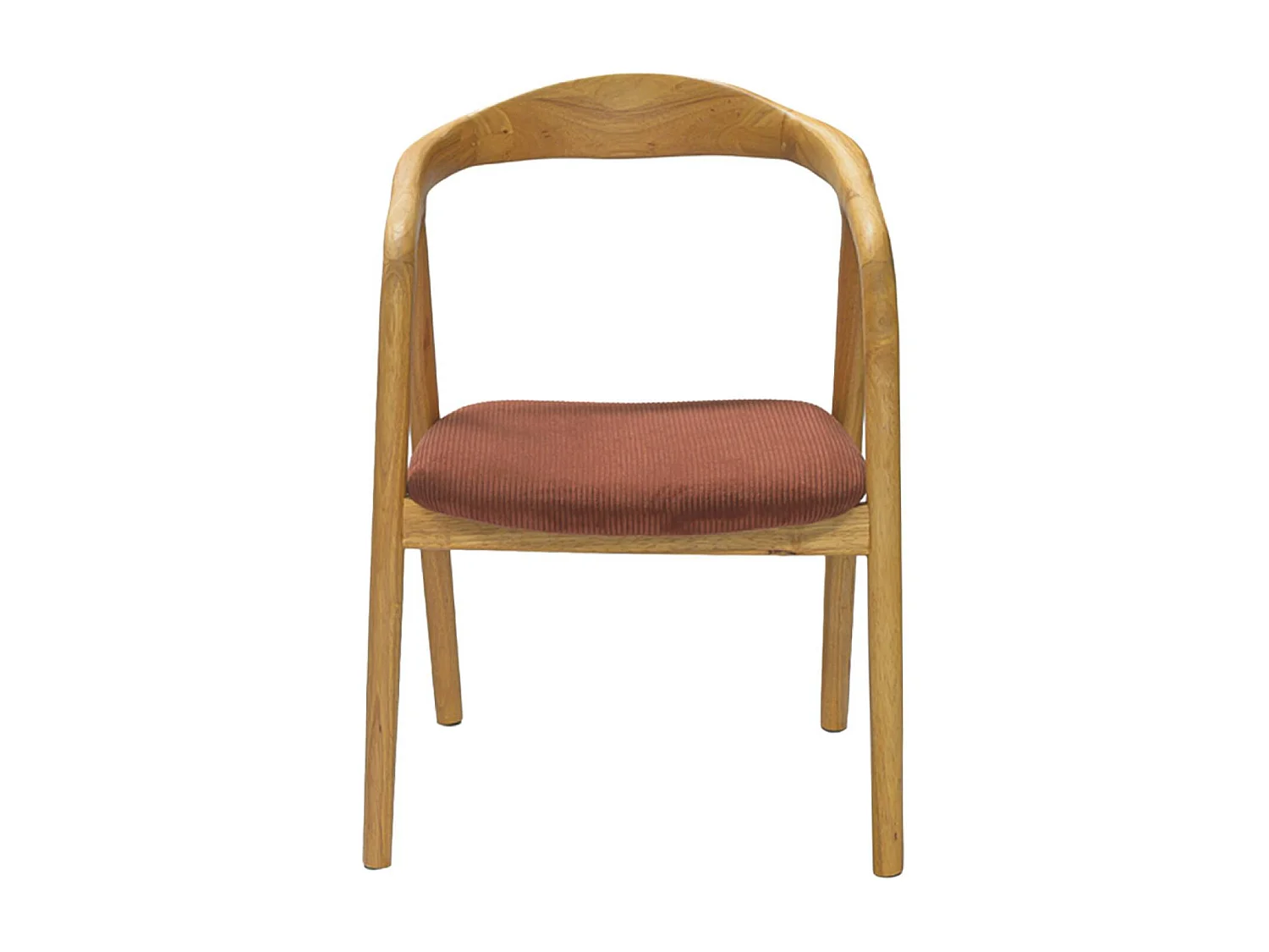 Set di 2 sedie vintage in legno di hevea e velluto a coste, marrone