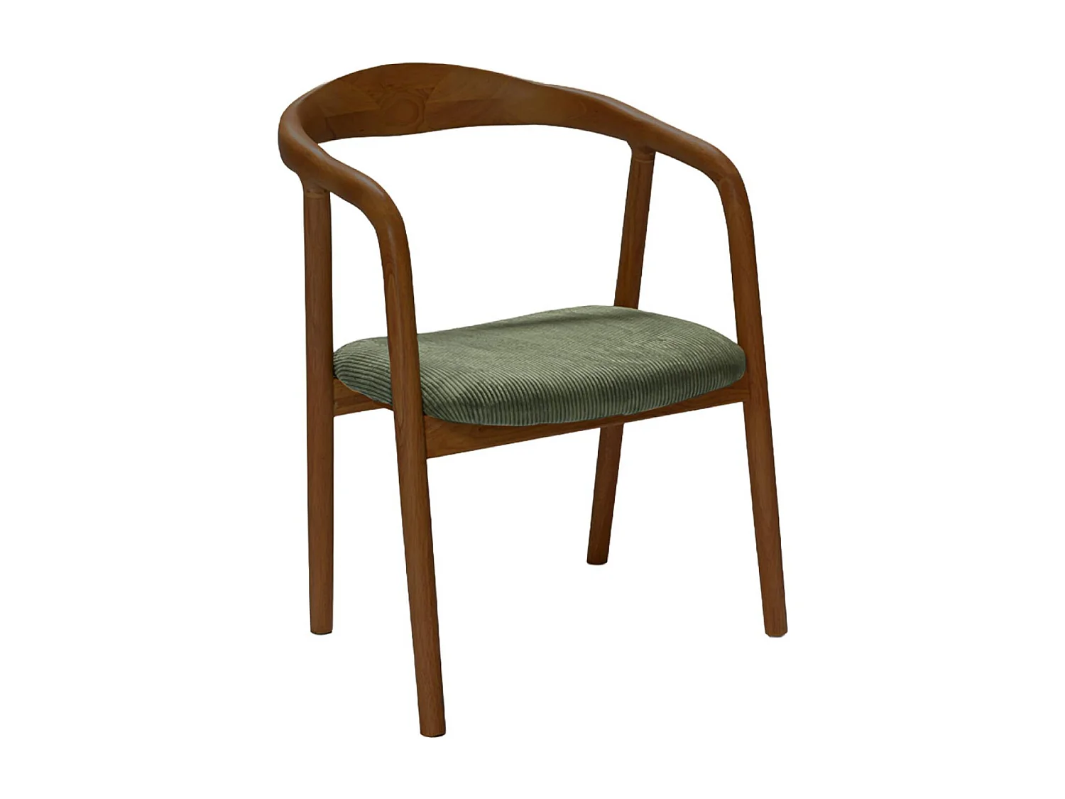 Silla vintage de madera de hevea nogal y pana, set de 2 nogal