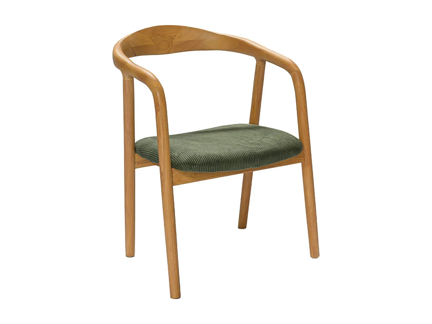 Silla vintage de madera de hevea y pana, set de 2 natural