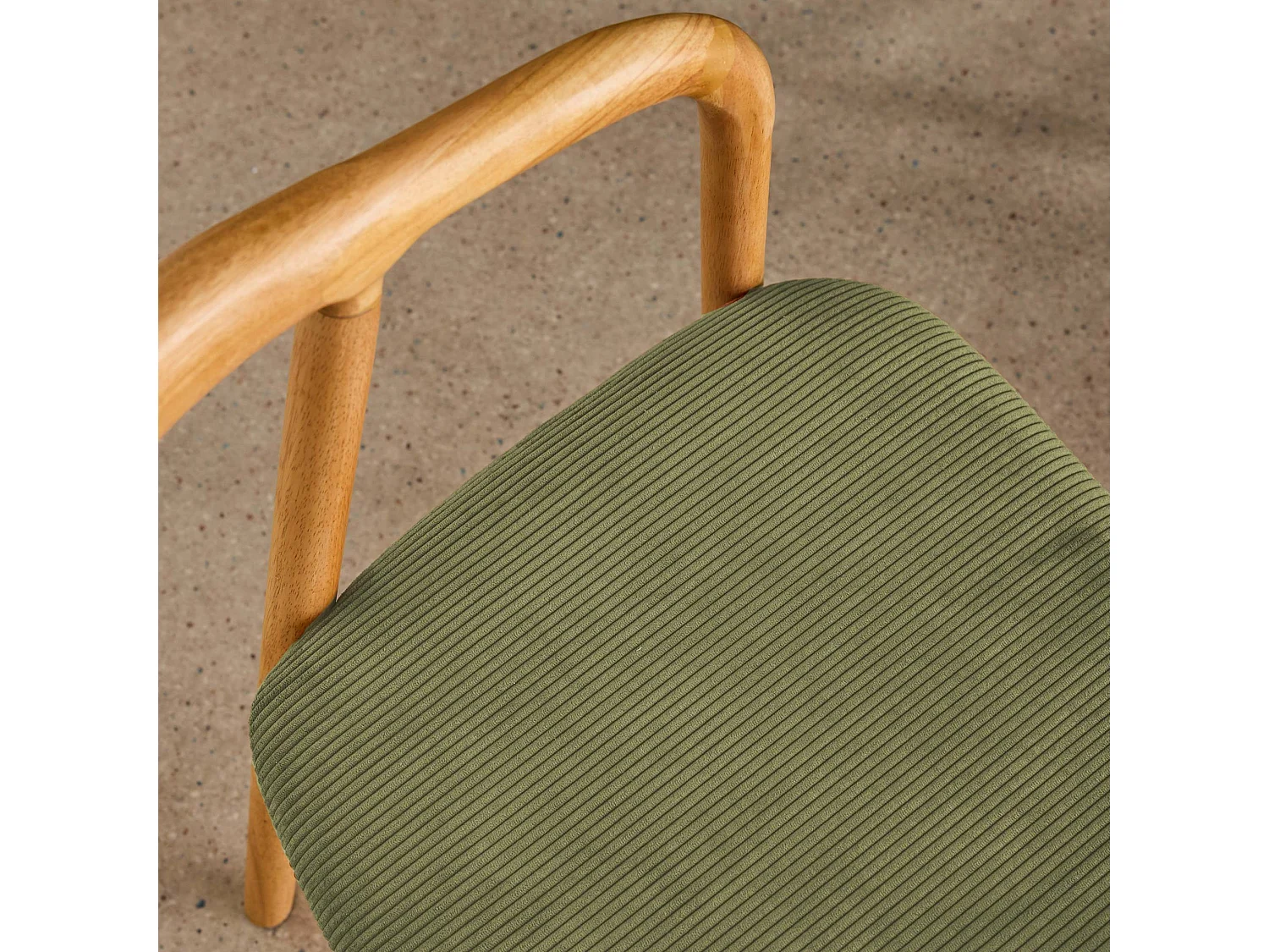 Set di 2 sedie vintage in legno di hevea e velluto a coste Marrone naturale - 55x58x79 cm