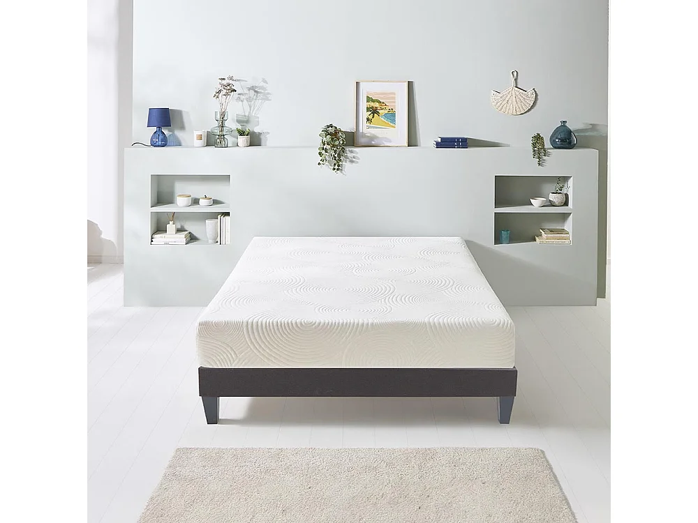 BELLECOUR LITERIE | Ensemble VOSGES 180x200 cm | Matelas Mousse Haute Densité + Sommier Bois