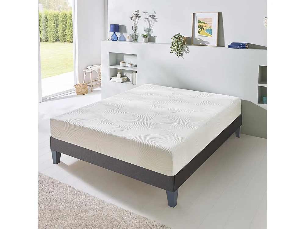 BELLECOUR LITERIE | Ensemble VOSGES 180x200 cm | Matelas Mousse Haute Densité + Sommier Bois