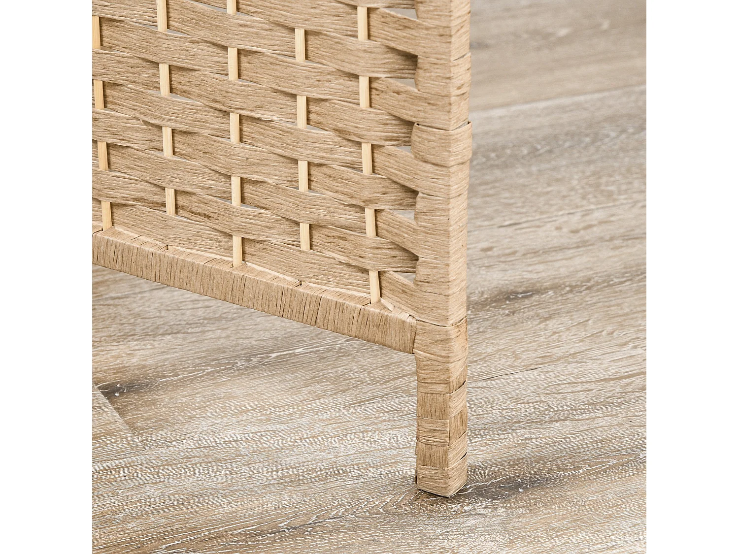 Paravent séparateur de pièce 4 panneaux pliables dim. 160L x 170H cm - 2 étagères - bois fibre papier naturel