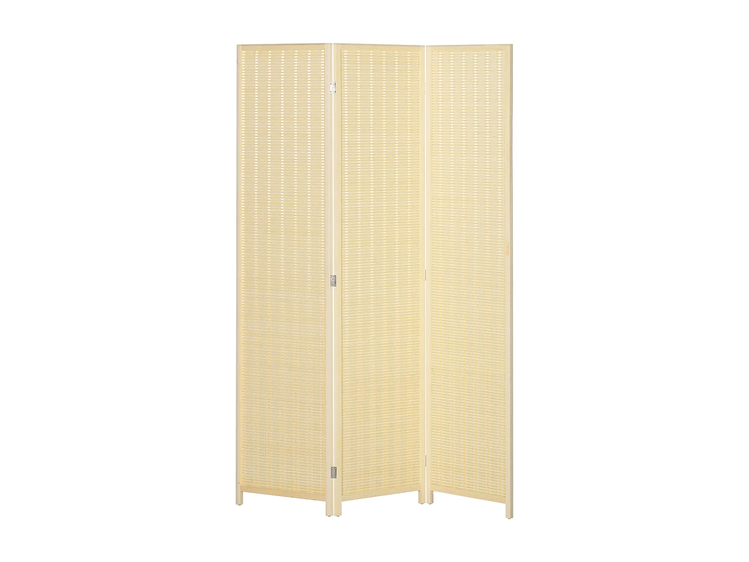 Paravent interieur en bois 3 panneaux 135 x 180 cm séparateur de pièce pliable bois naturel