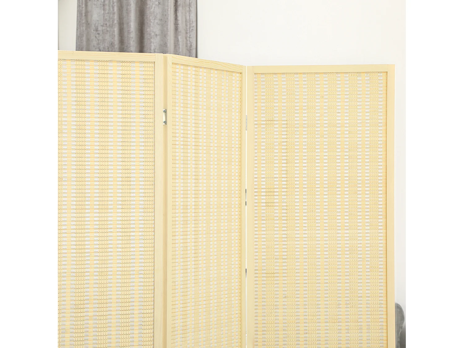 Paravent interieur en bois 3 panneaux 135 x 180 cm séparateur de pièce pliable bois naturel