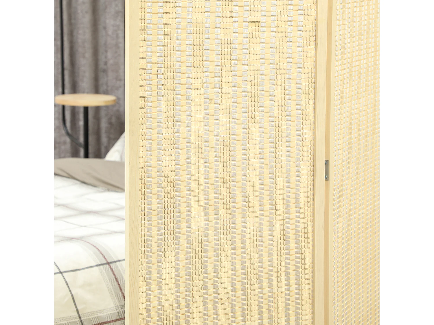 Paravent interieur en bois 3 panneaux 135 x 180 cm séparateur de pièce pliable bois naturel