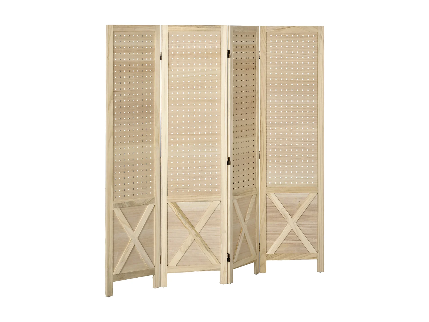 Paravent intérieur en bois 4 panneaux 152 x 144,5 cm pliable bois naturel