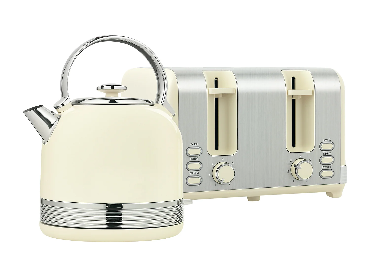 Ensemble bouilloire et grille-pain Vintage - 1,7L 2200W - 4 tranches, brunissage 7 niv. - crème