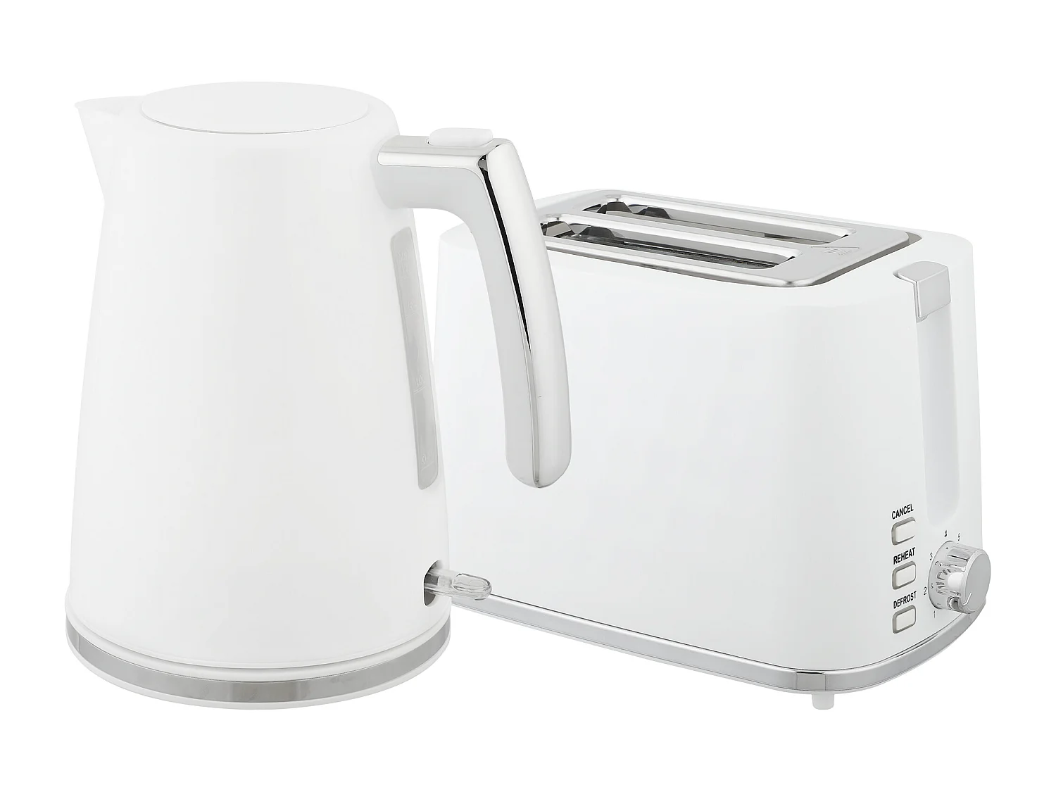 Ensemble bouilloire et grille-pain moderne - 1,7L 2200W - 2 tranches, brunissage 7 niv. - chromé blanc