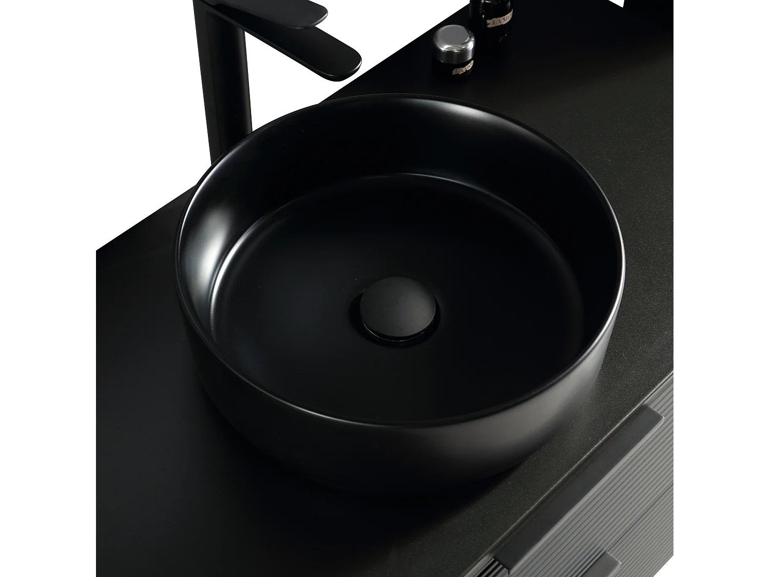 Ensemble salle de bain 100 cm noir vasque à poser noir Aqualinea