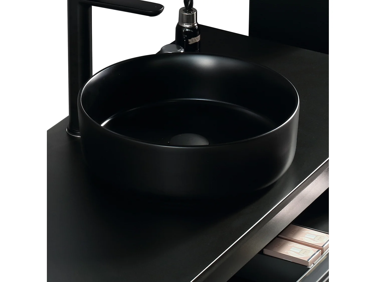 Ensemble salle de bain 120 cm noir vasque à poser noir Aqualinea