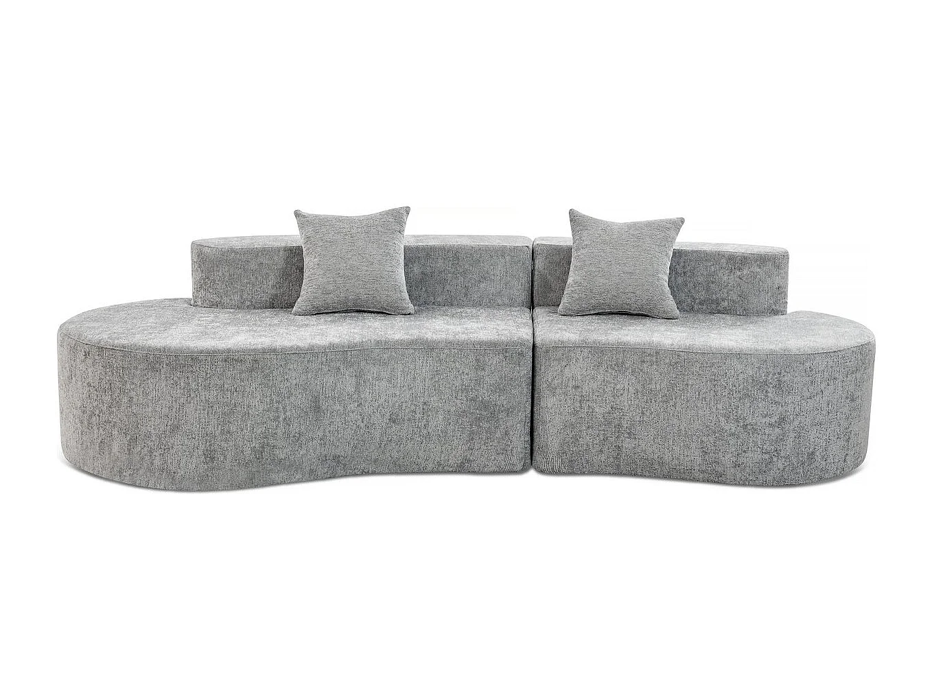 Canapé virgule en tissu texturé "Avola" - 3 places - Gris