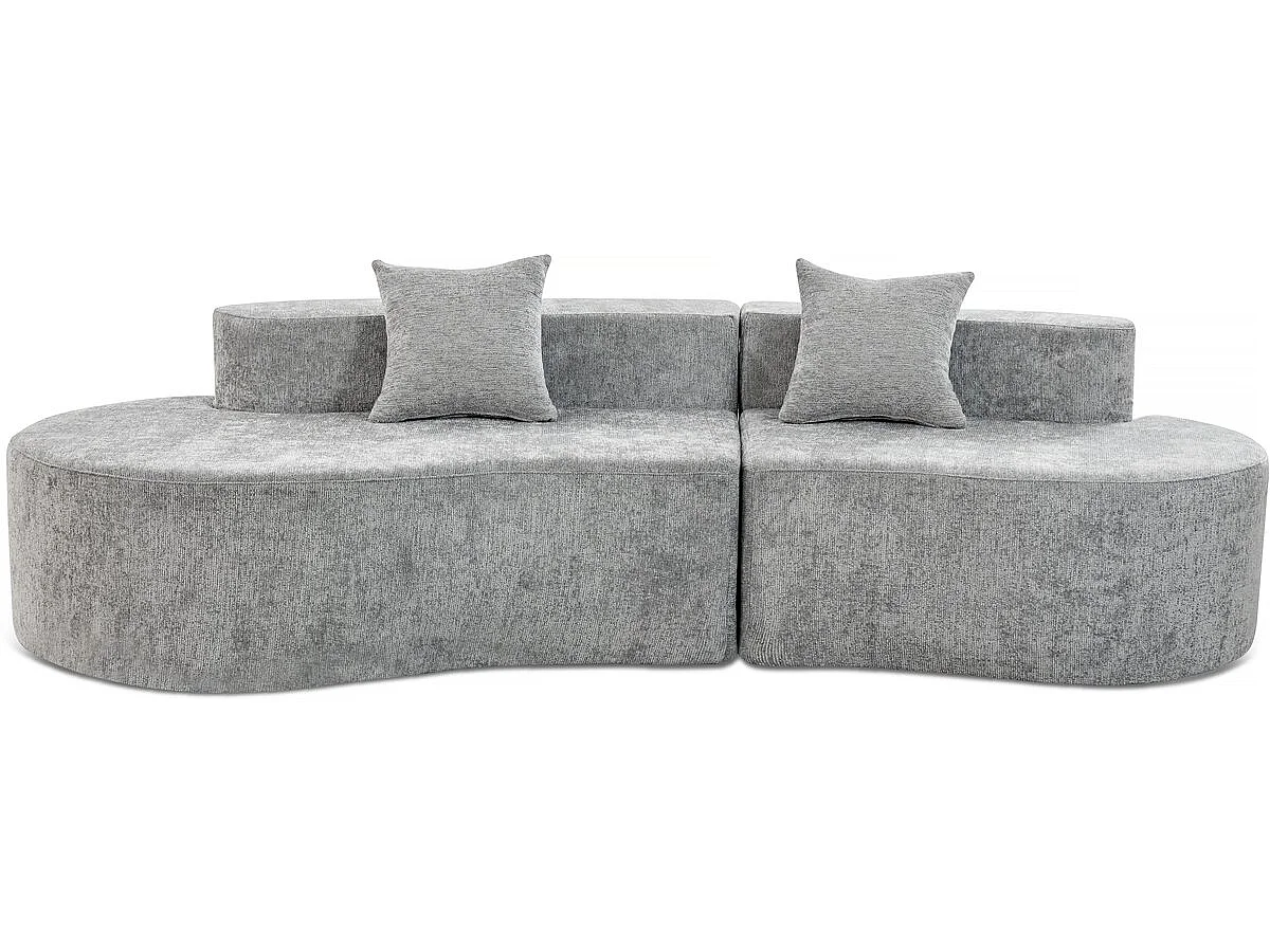 Stilfull 3-sitsig soffa i texturerat tyg "Avola" i grått - Enkel montering & hög komfort