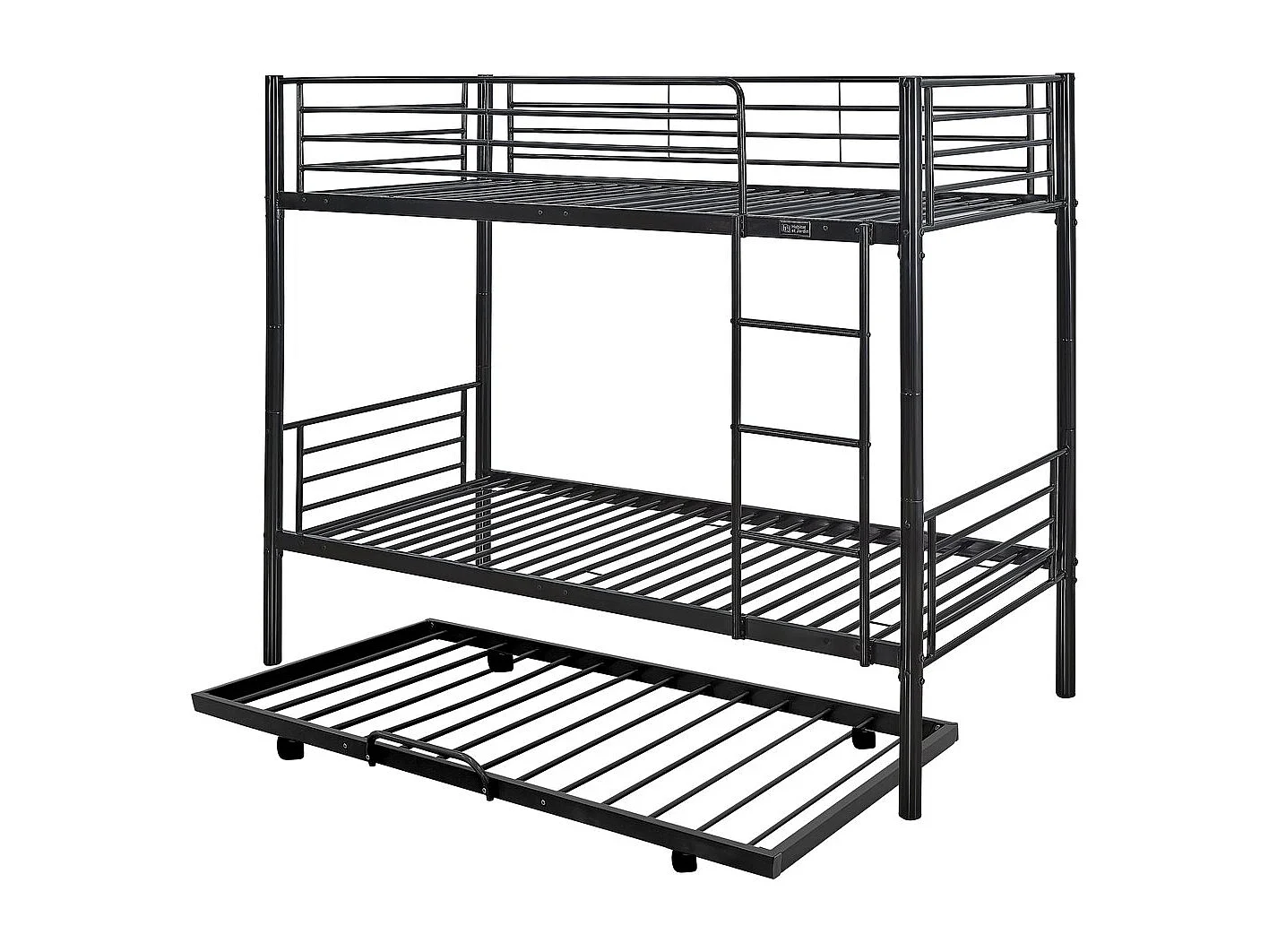 Lit superposé avec tiroir gigogne "ADAM" -  90 x 190 cm - Métal - Noir