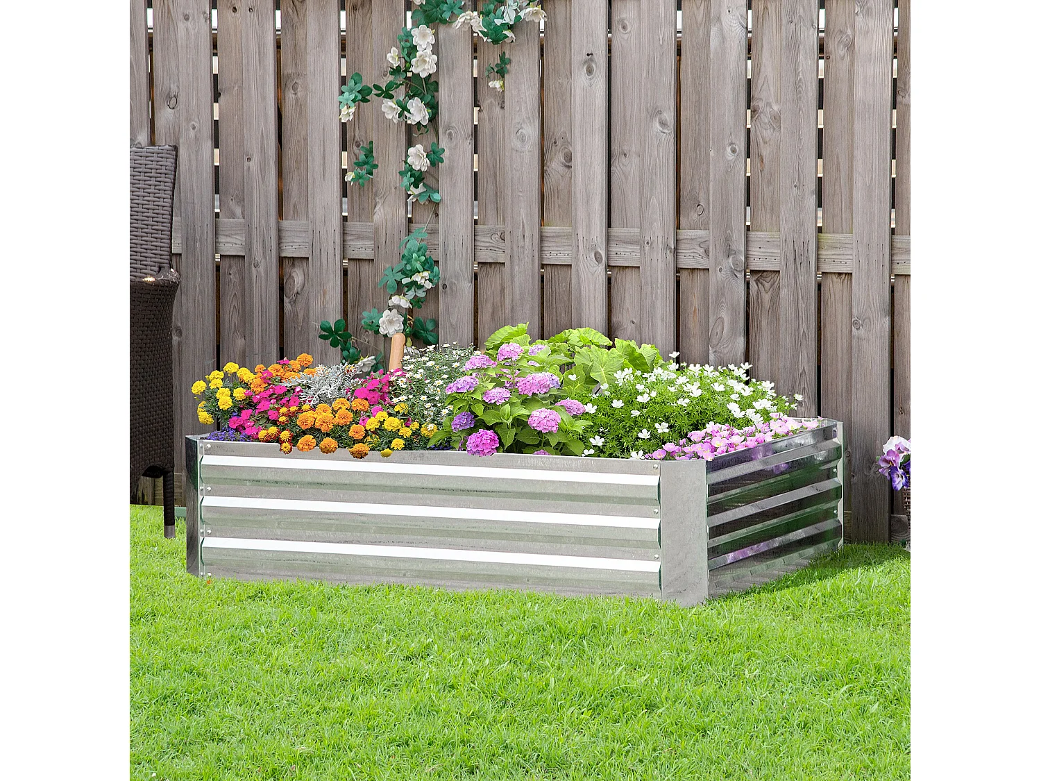 Carré potager acier dim. 120L x 90l x 30H cm tôle acier ondulée galvanisée