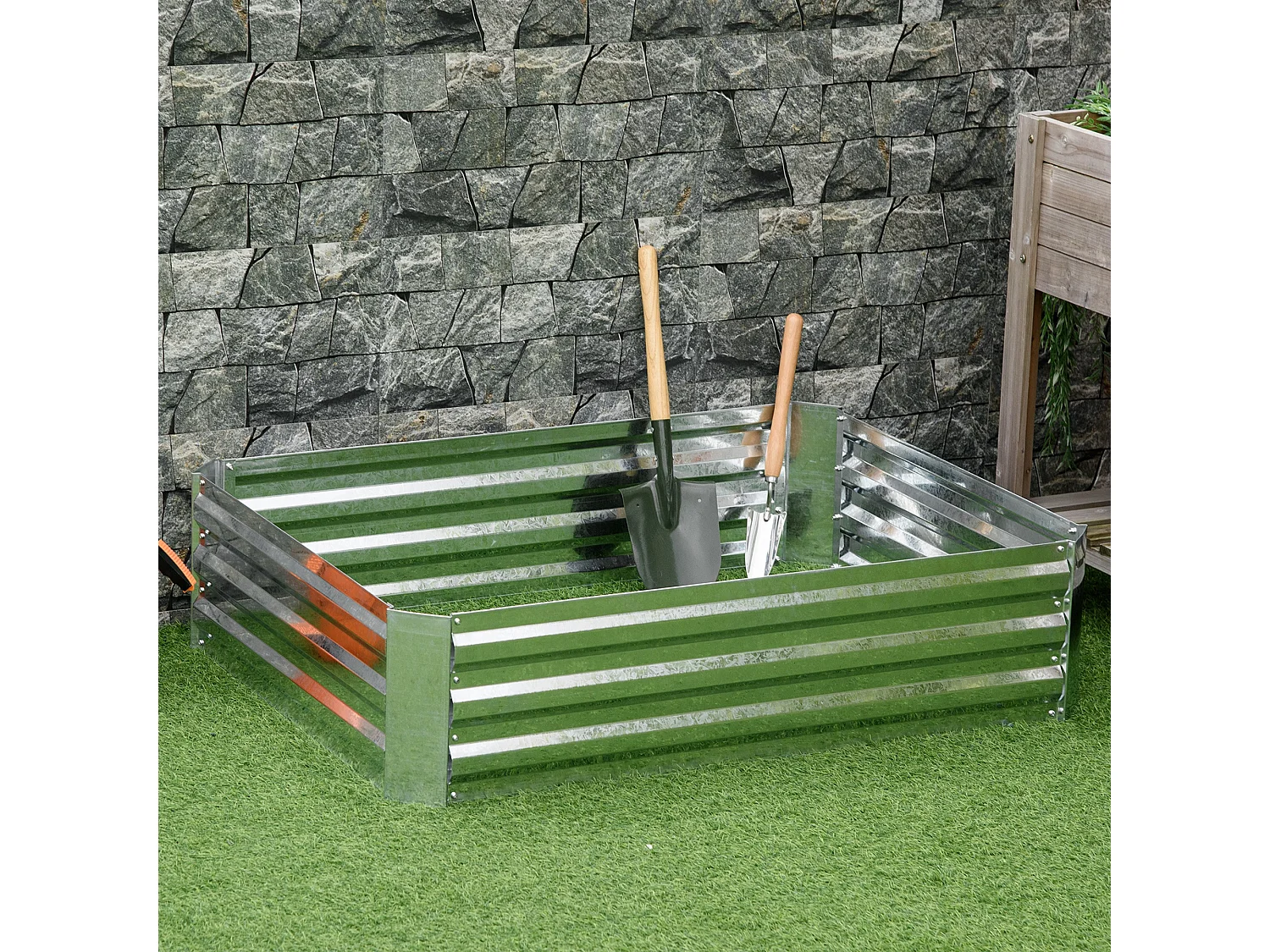 Carré potager acier dim. 120L x 90l x 30H cm tôle acier ondulée galvanisée