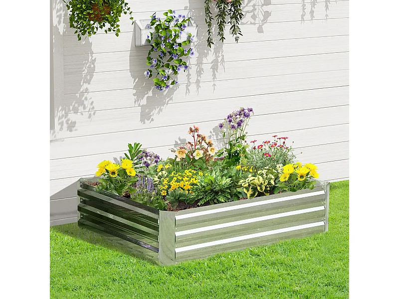 Carré potager acier dim. 120L x 90l x 30H cm tôle acier ondulée galvanisée