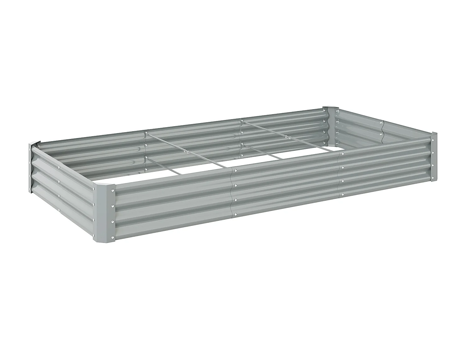Carré potager rectangulaire dim. 240 x 120 x 30 cm acier galvanisé ondulé argenté