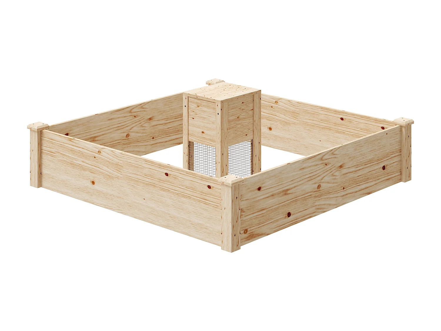 Ensemble carré potager composteur dim. totales 123 x 123 x 25,5 cm bois sapin naturel