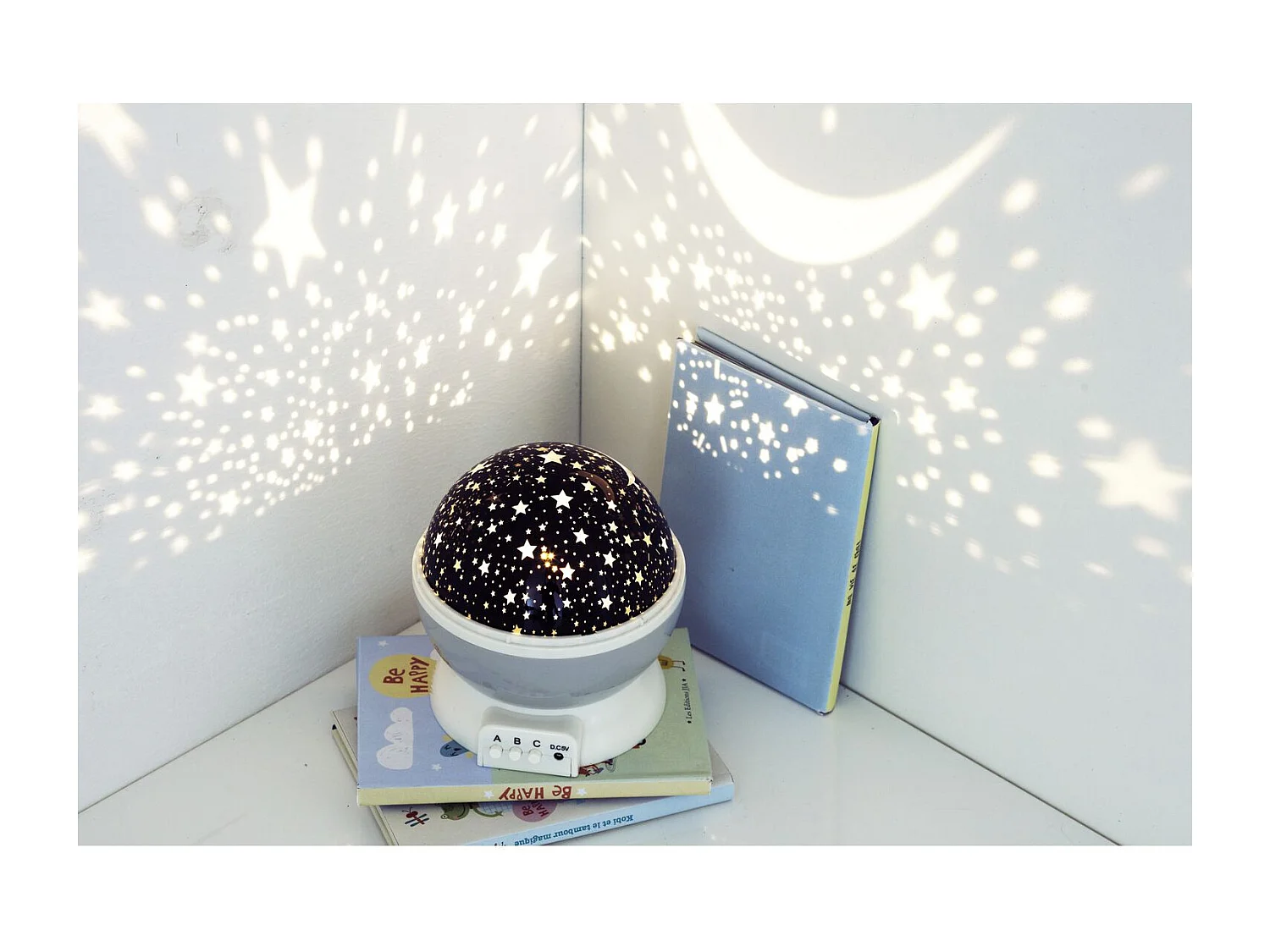 Veilleuse Projecteur Rotative "Etoile" 14cm Gris