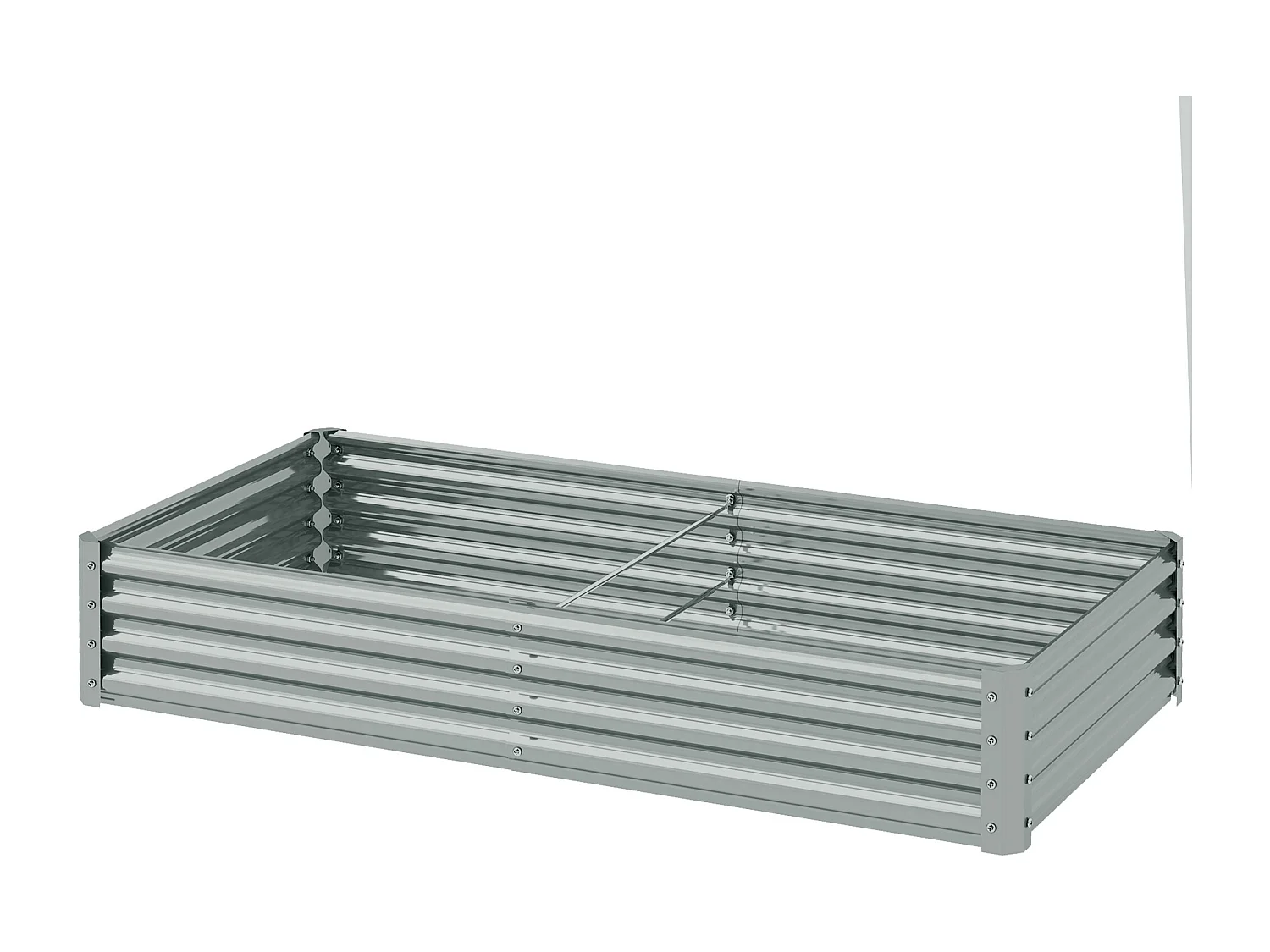 Carré potager rectangulaire dim. 180 x 90 x 30 cm acier galvanisé ondulé argenté