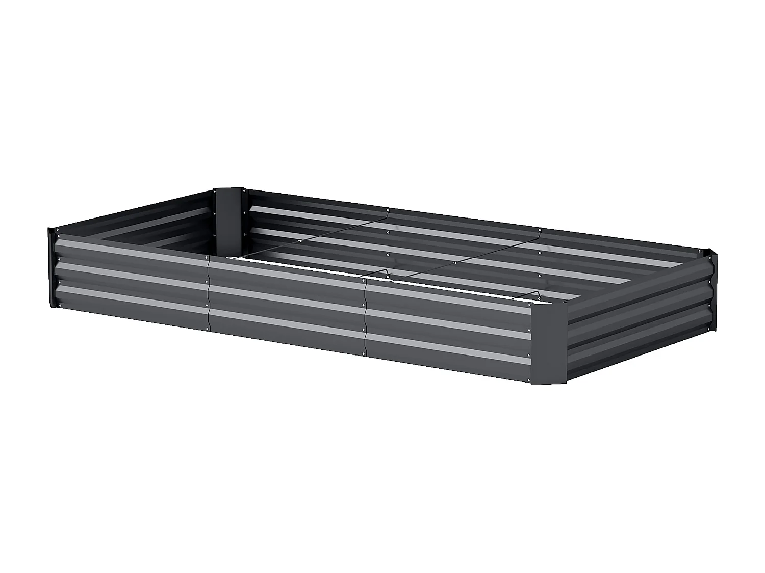 Carré potager de jardin dim. 240L x 120l x 30H cm tôle d'acier ondulée gris