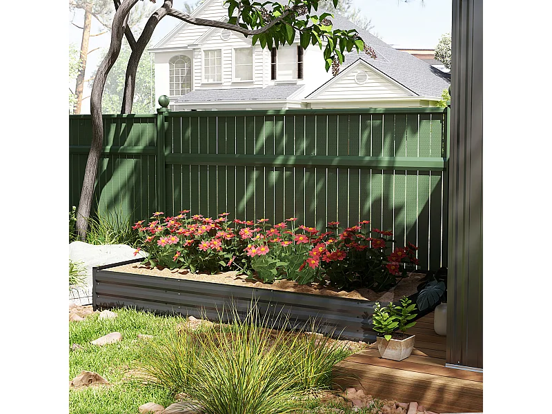 Carré potager de jardin dim. 240L x 120l x 30H cm tôle d'acier ondulée gris