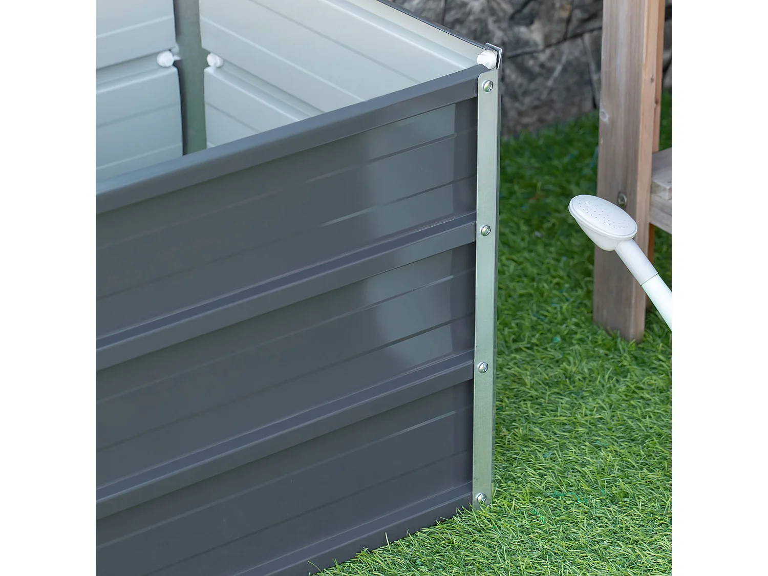 Carré potager rectangulaire dim. 66 x 47 x 40 cm tôle d'acier ondulée anthracite