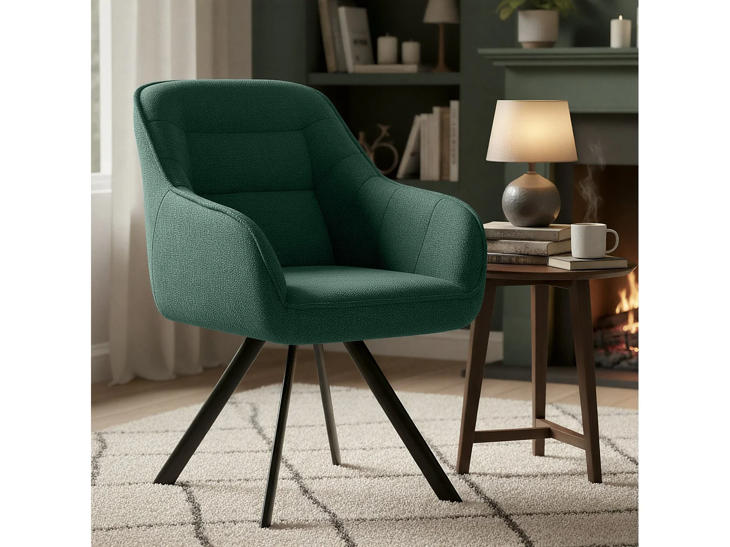 chaise salle à manger - Tissu - Vert - Pettuli