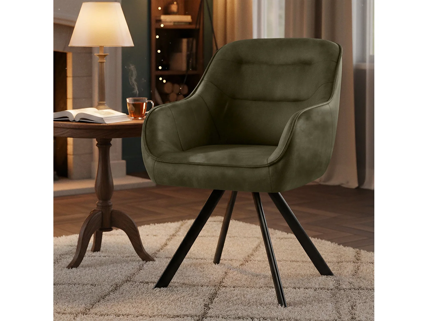 chaise salle à manger - Similicuir - Vert antique - Pettuli