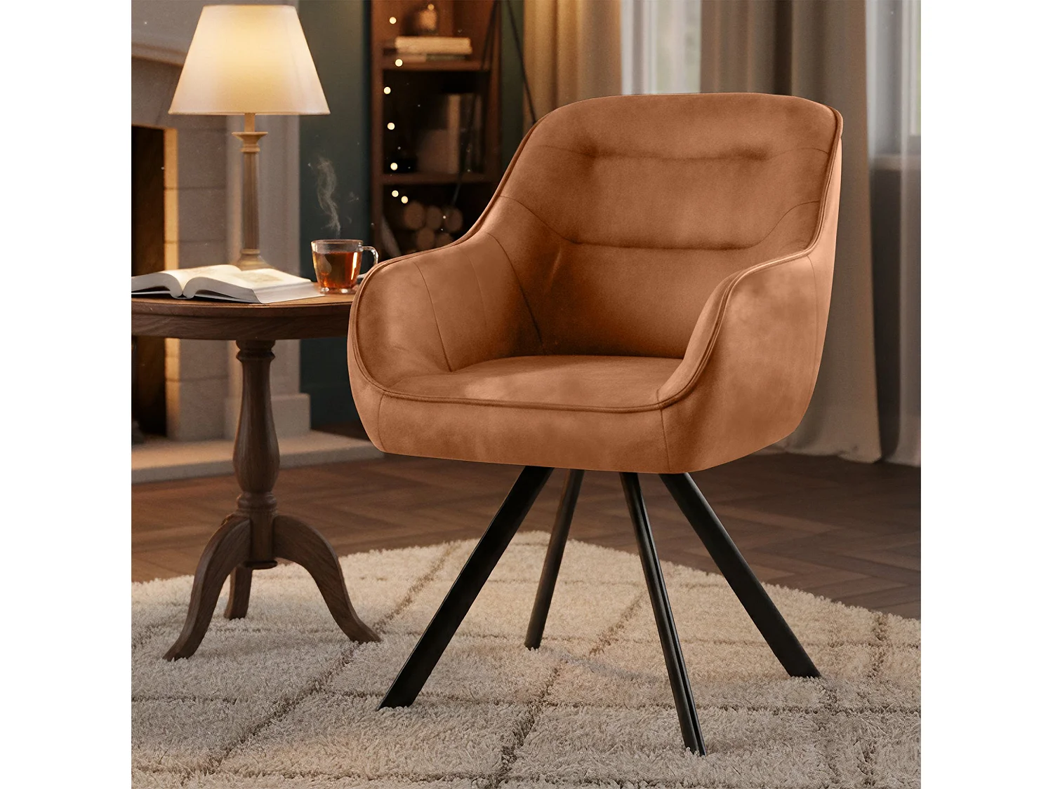 chaise salle à manger - Similicuir - Marron clair - Pettuli