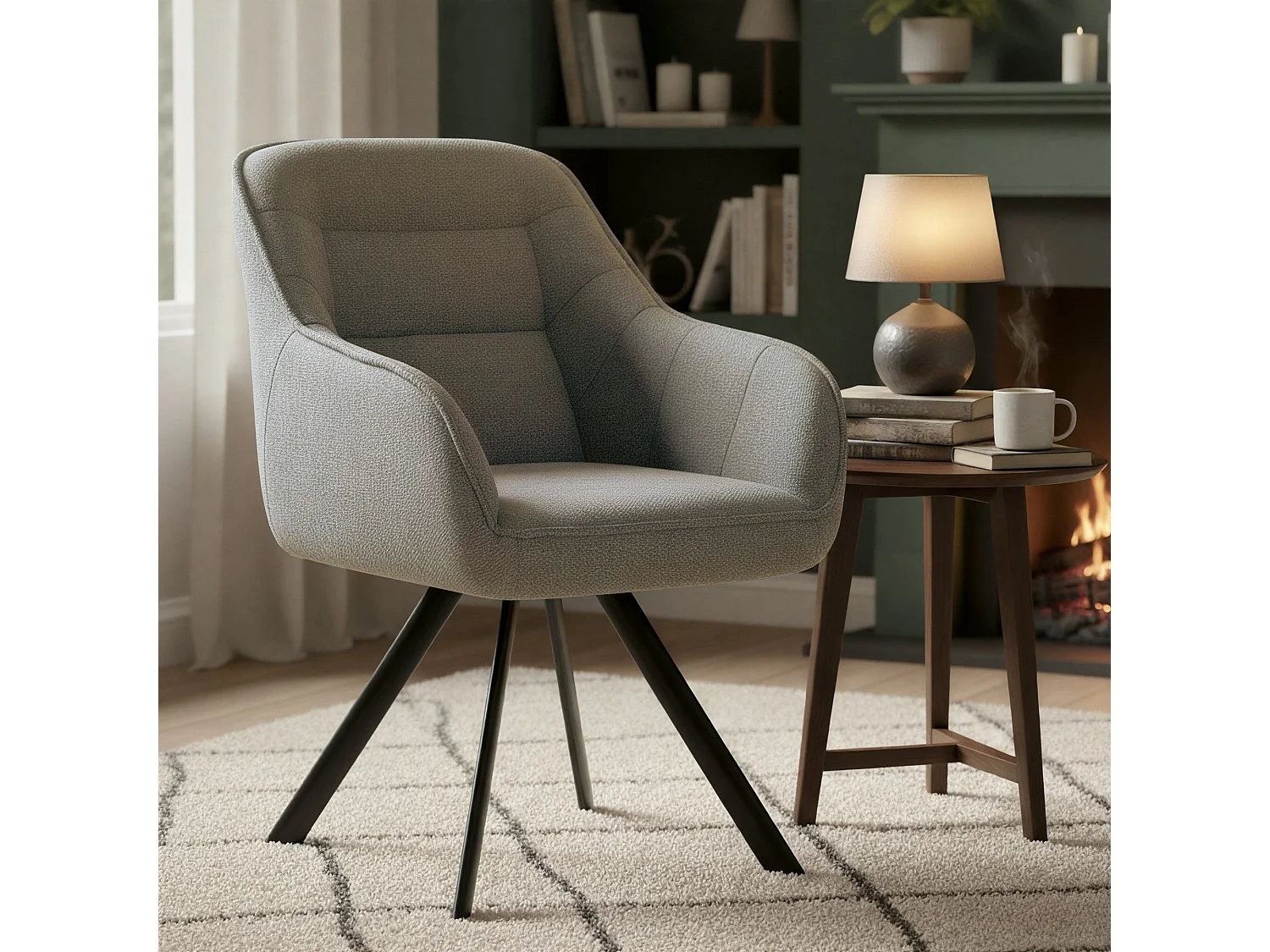 chaise salle à manger - Tissu - Taupe - Pettuli