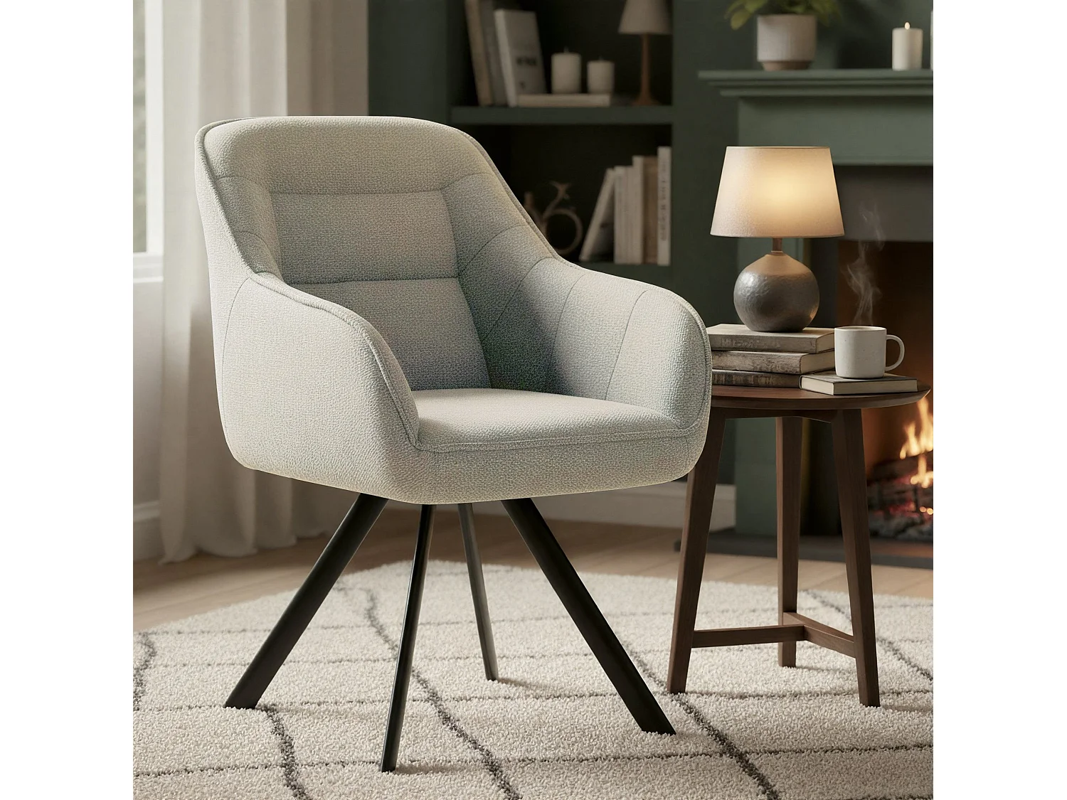 chaise salle à manger - Tissu - Crème - Pettuli