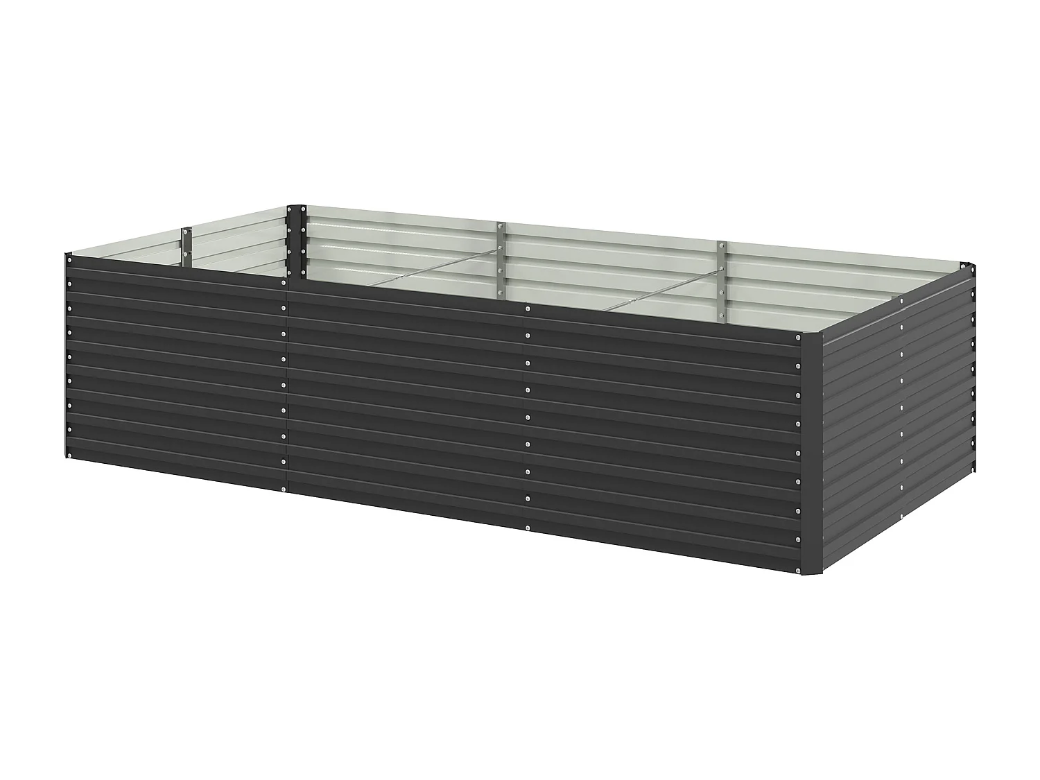 Carré potager jardinière dim. 240L x 120l x 60H cm tôle d'acier ondulée anthracite