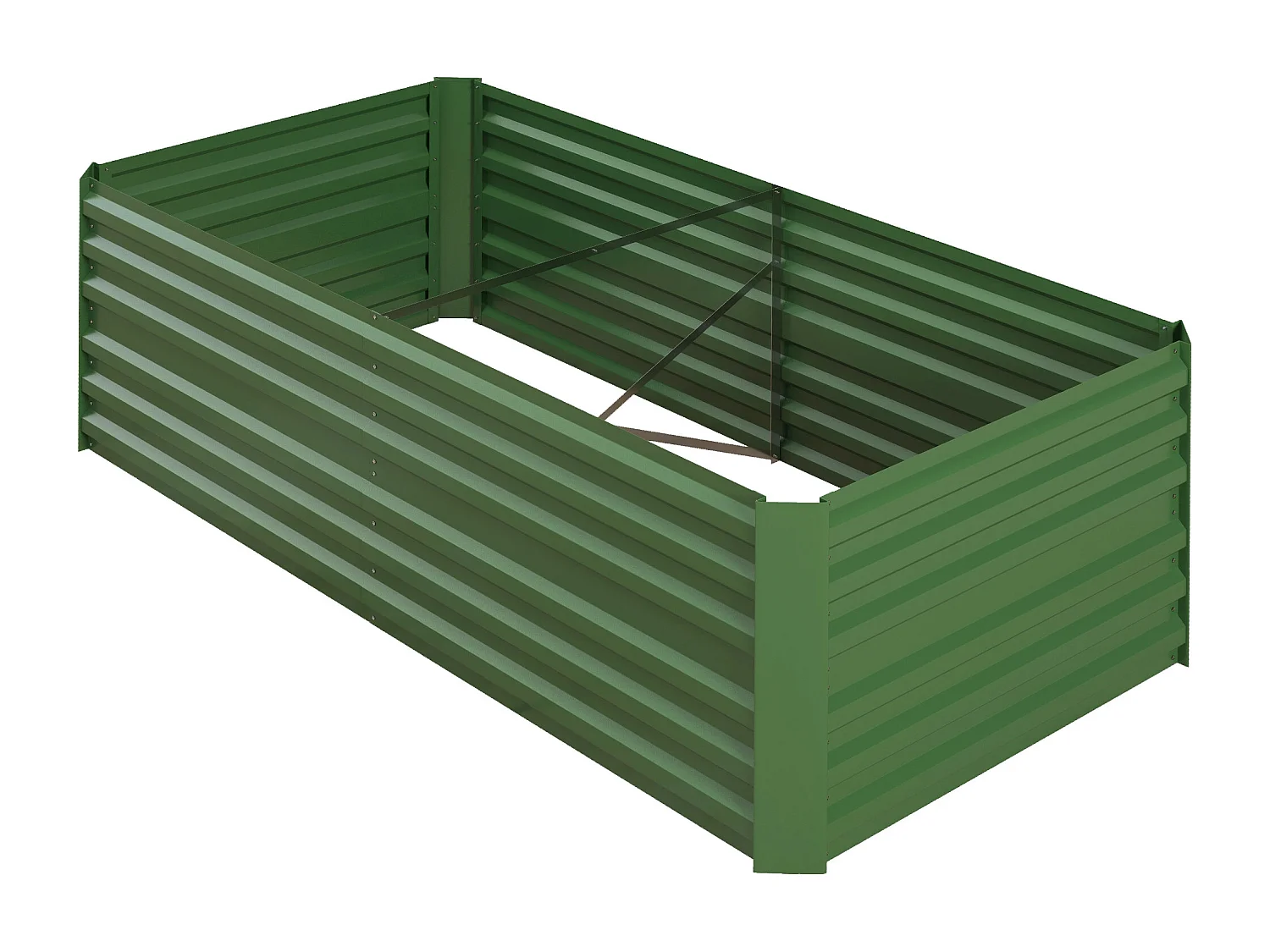 Carré potager de jardin renforcé - dim. 180L x 90l x 59H cm - tôle d'acier ondulée galvanisée vert