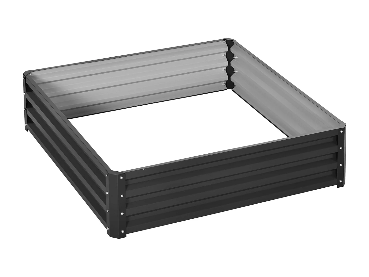 Carré potager de jardin dim. 120L x 120l x 30H cm tôle d'acier ondulée gris