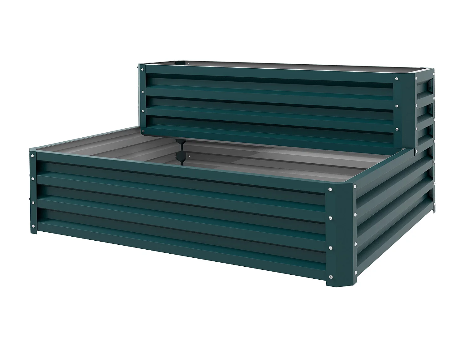 Jardinière carré potager 2 étages dim. 120L x 101l x 58H cm tôle d'acier ondulée vert