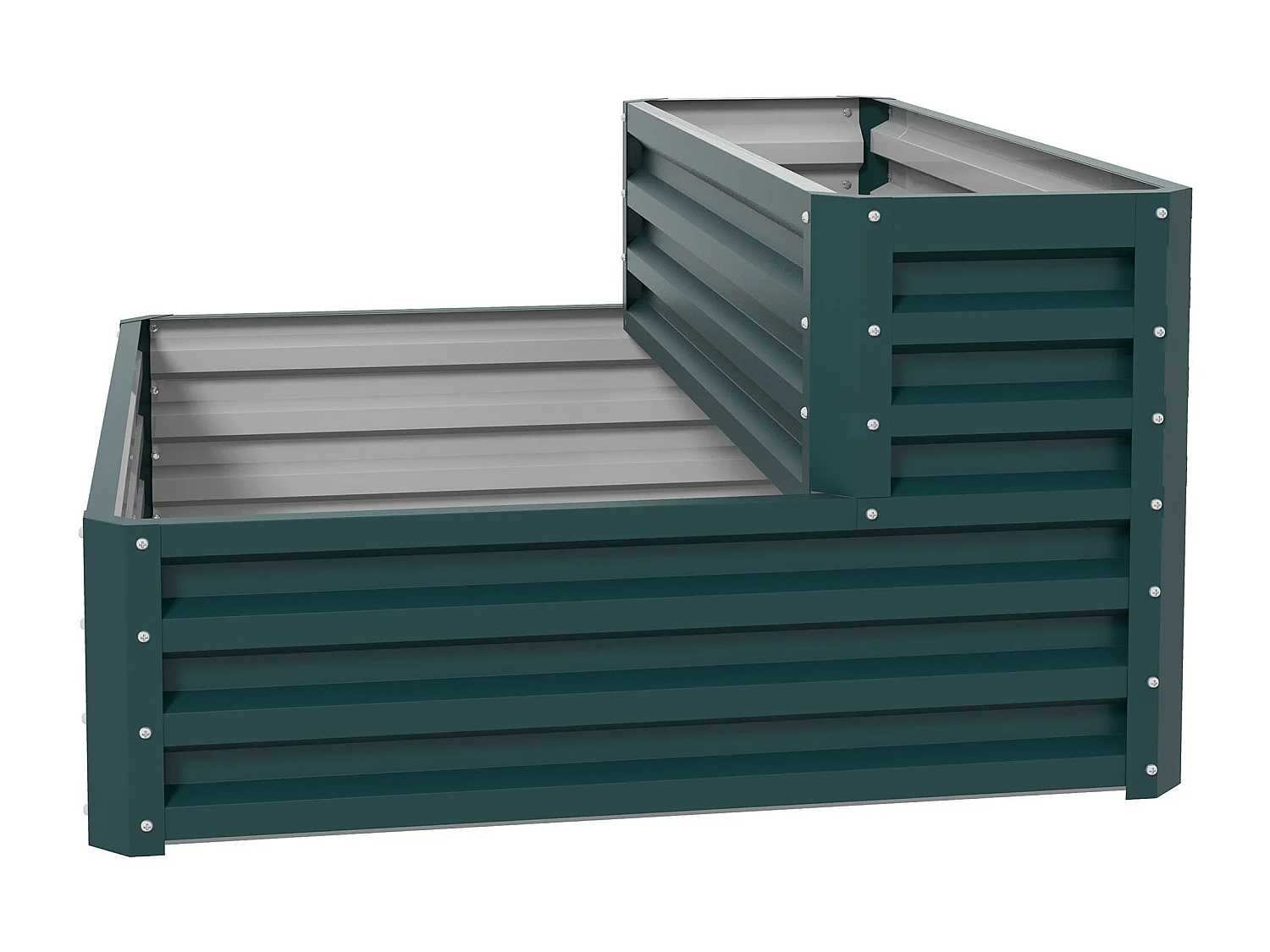 Jardinière carré potager 2 étages dim. 120L x 101l x 58H cm tôle d'acier ondulée vert
