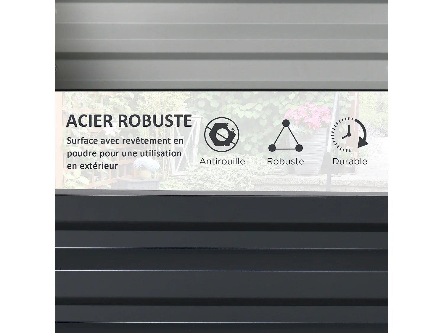 Carré potager de jardin dim. 120L x 60l x 30H cm tôle d'acier ondulée gris