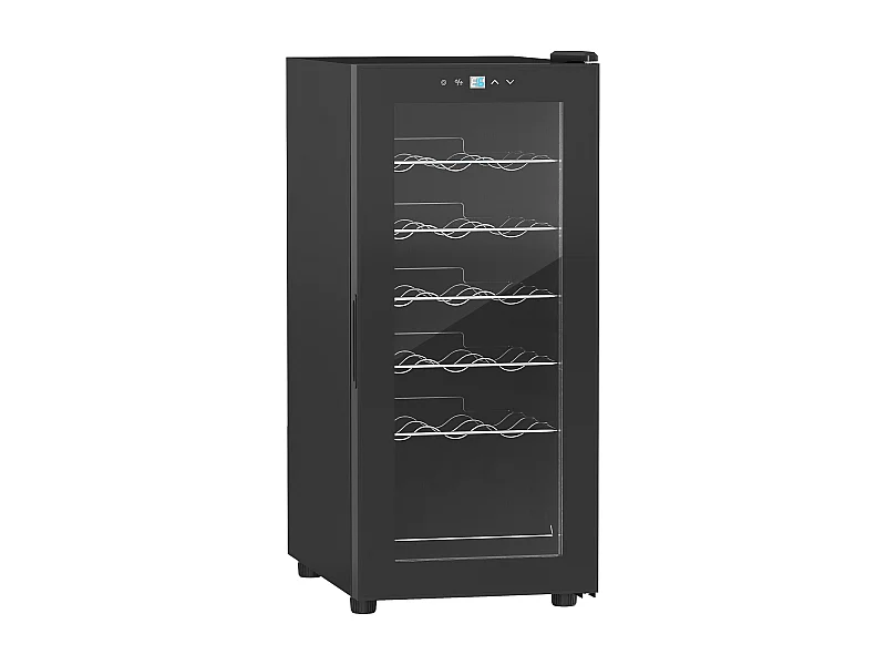 Cave à vin 18 bouteilles 50L - étagères réglables, éclairage LED, écran tactile numérique, 5-18°C - noir
