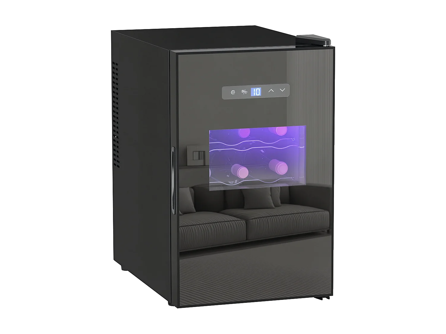 Cave à vin 15 bouteilles 39L T.5-18°C éclairage LED écran tactile numérique porte verre anti-UV noir