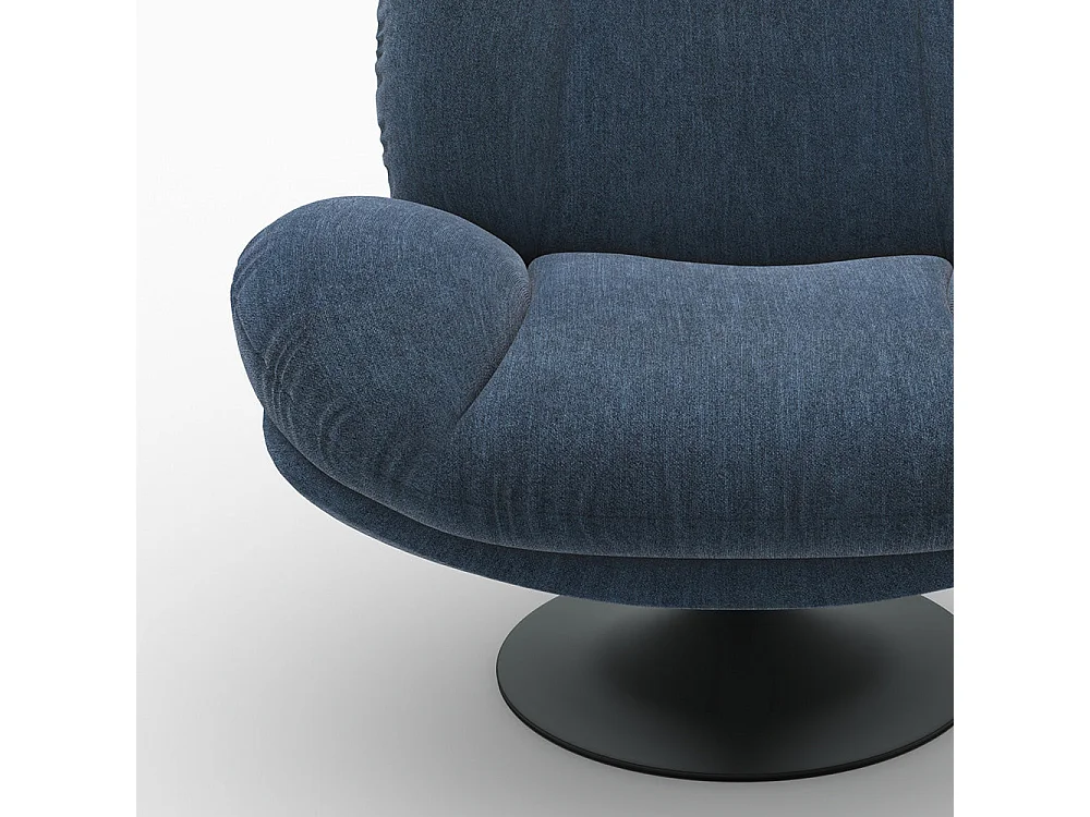 Sillón giratorio de tela efecto terciopelo azul noche - Ricci