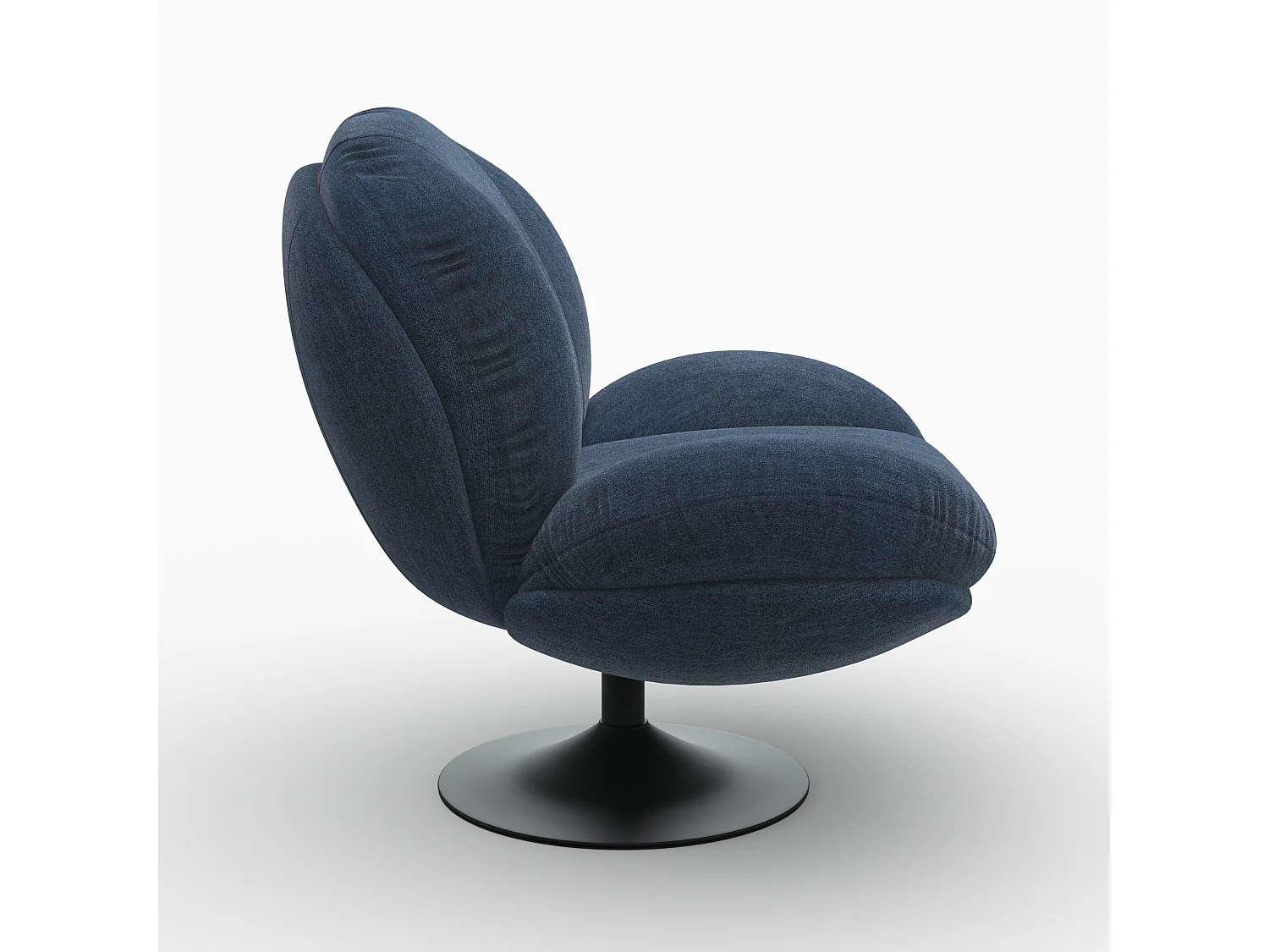 Sillón giratorio de tela efecto terciopelo azul noche - Ricci