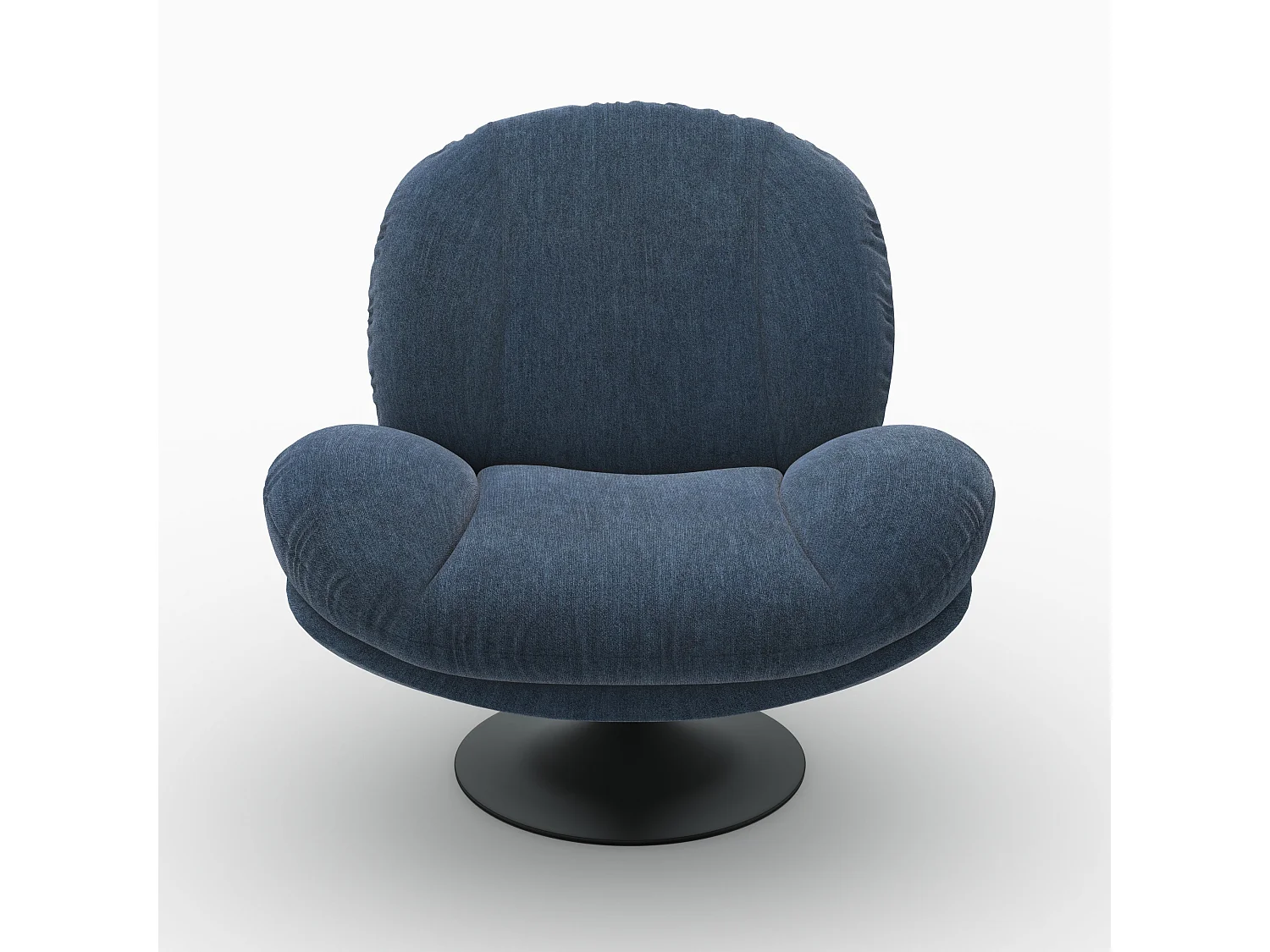 Sillón giratorio de tela efecto terciopelo azul noche - Ricci