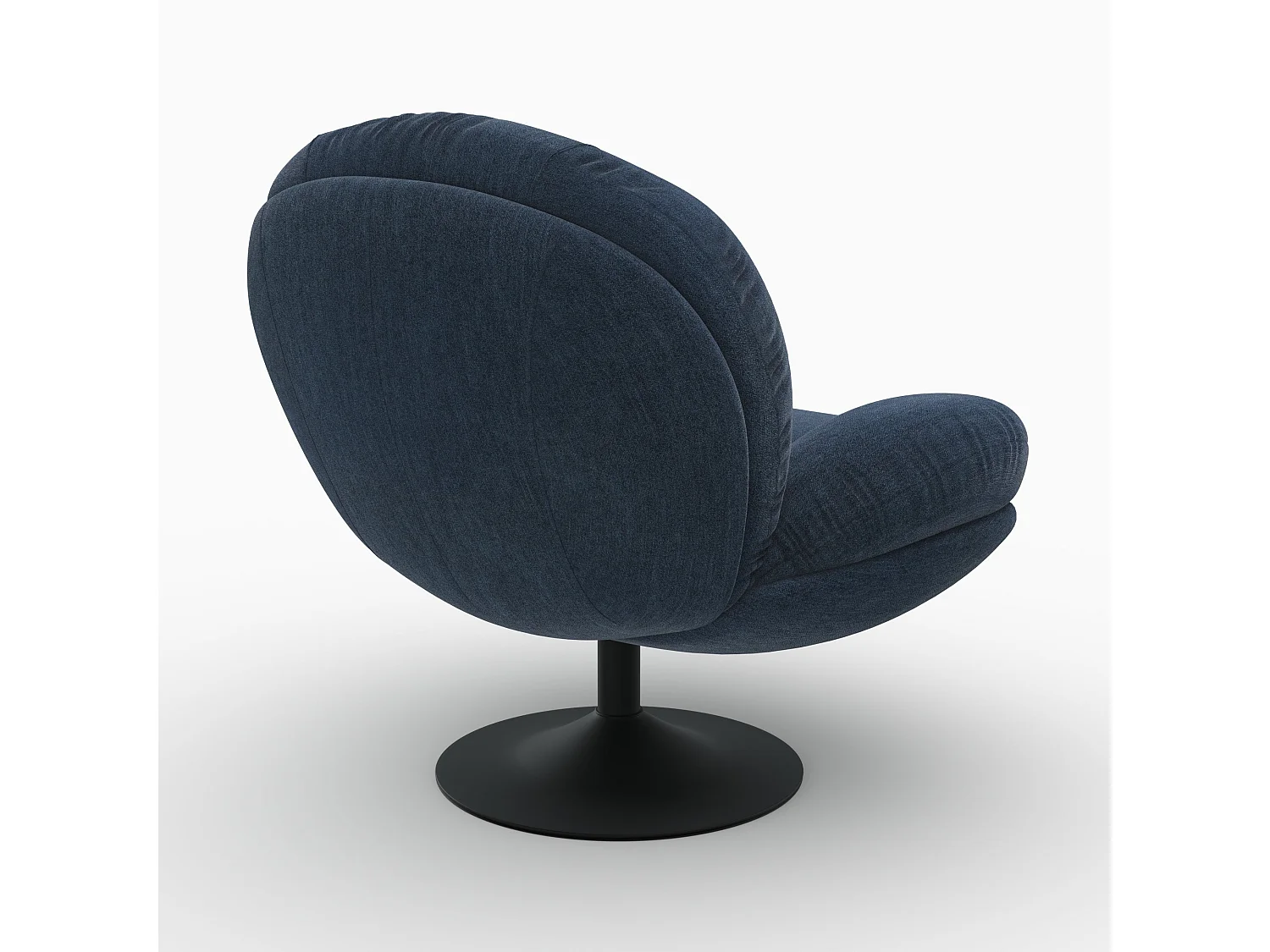 Sillón giratorio de tela efecto terciopelo azul noche - Ricci
