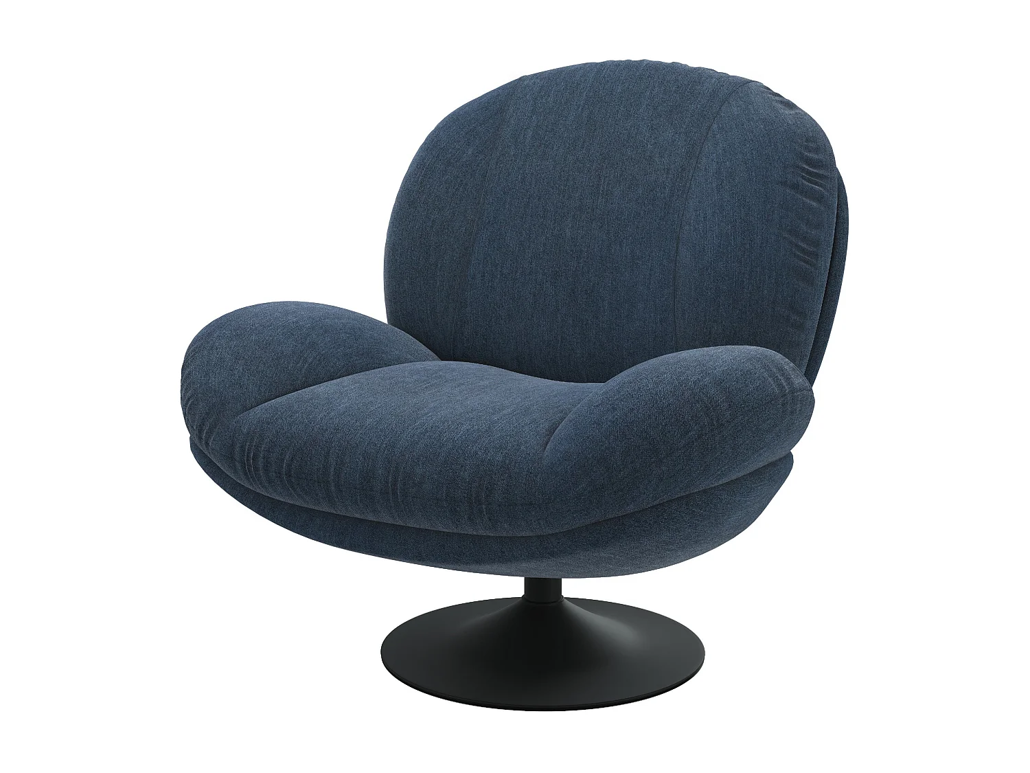 Sillón giratorio de tela efecto terciopelo azul noche - Ricci